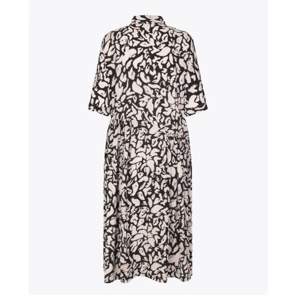 Stine Goya Hunter Leaf Midi Dress in Pale Pink / Black Size Small - Picture 6 of 12